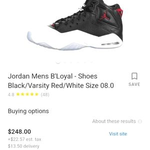 Jordans be loyal men's size 12 black red and white